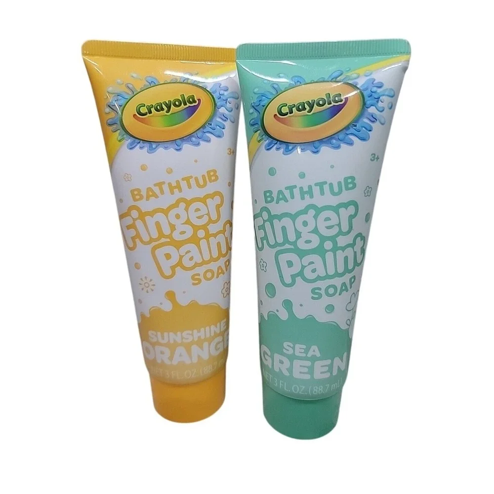 Crayola Bathtub Finger Paint Soap Sunshine Orange‎ Sea Green 3oz 2pk Kids Bath